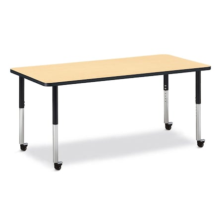 Jonti-Craft Berries Rectangle Activity Table, 30 in. x 72 in., Mobile, Maple/Black/Black 6413JCM011